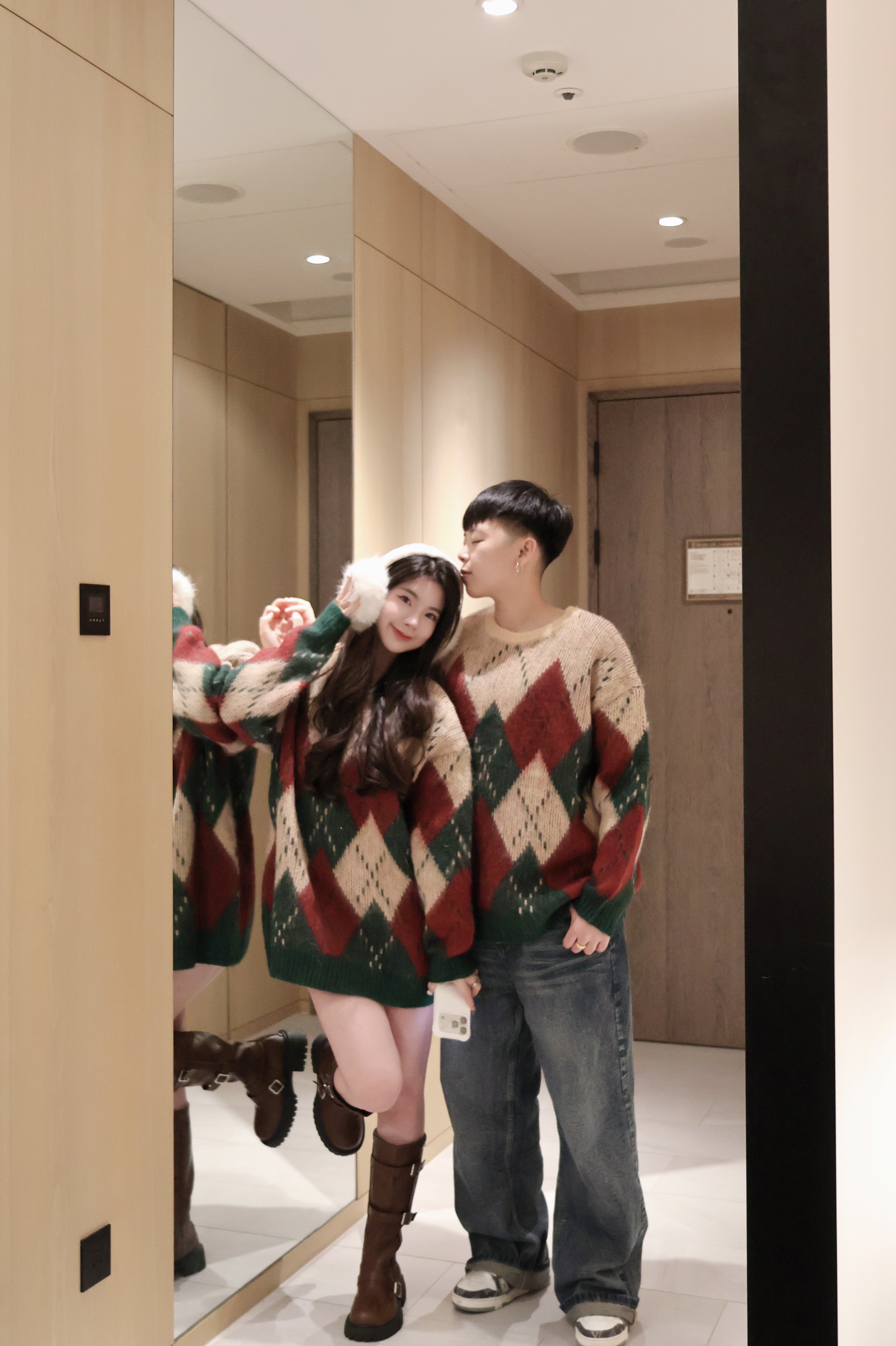 復古聖誕菱格毛衣🎄