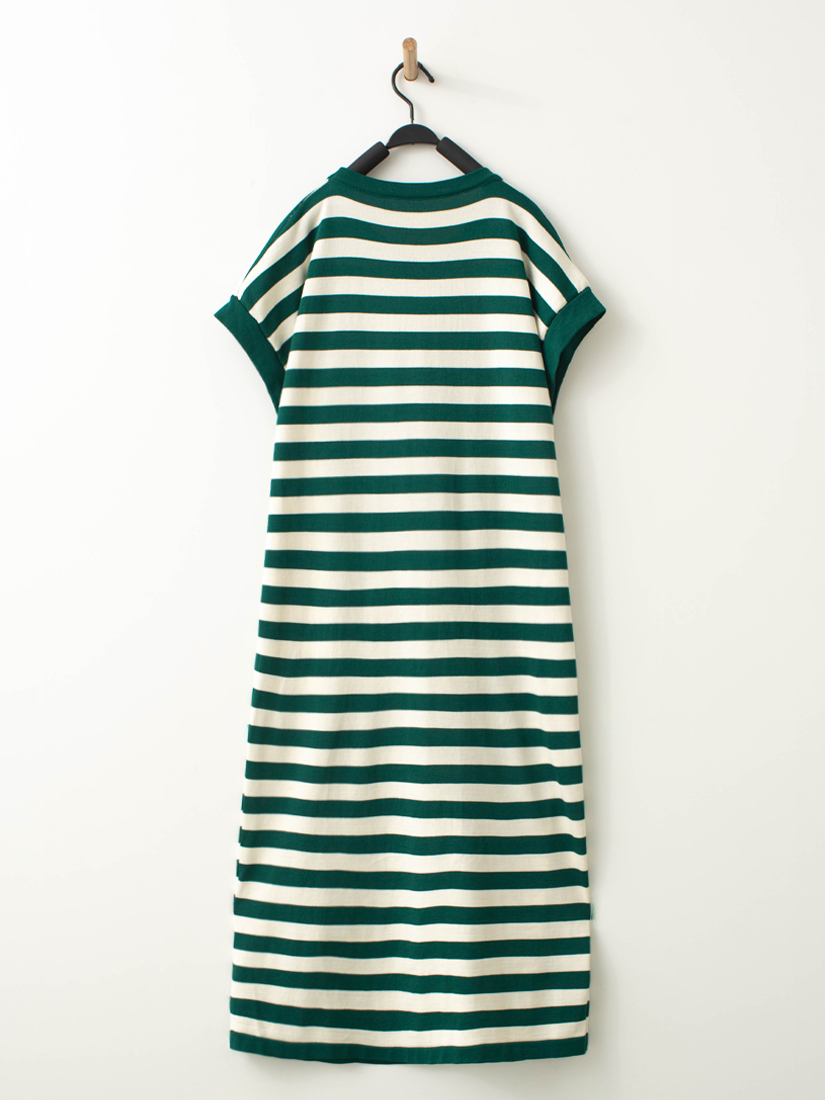 條紋小熊印花連身針織洋裝