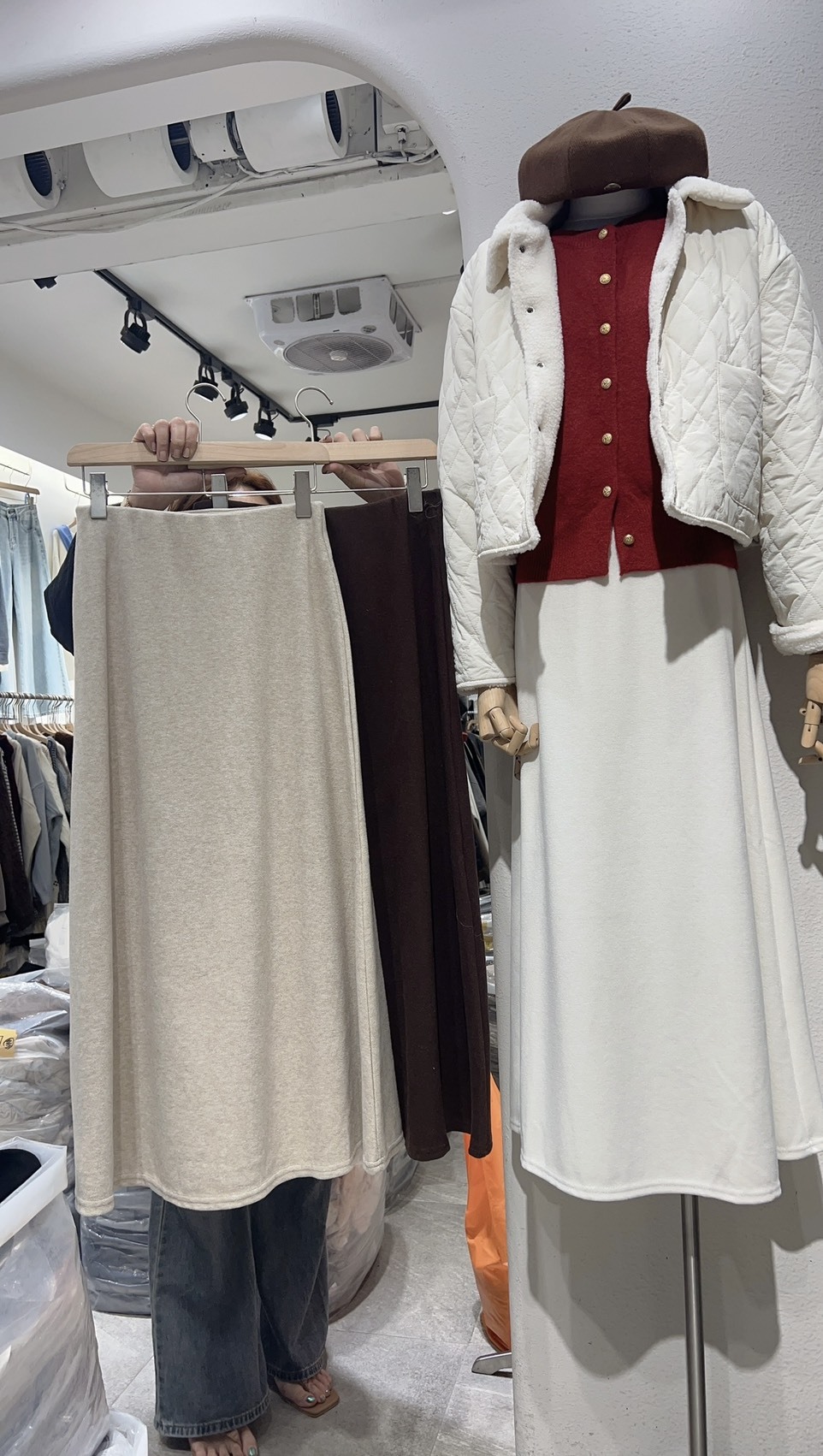 A字毛呢保暖裙 內鬆緊 5colors