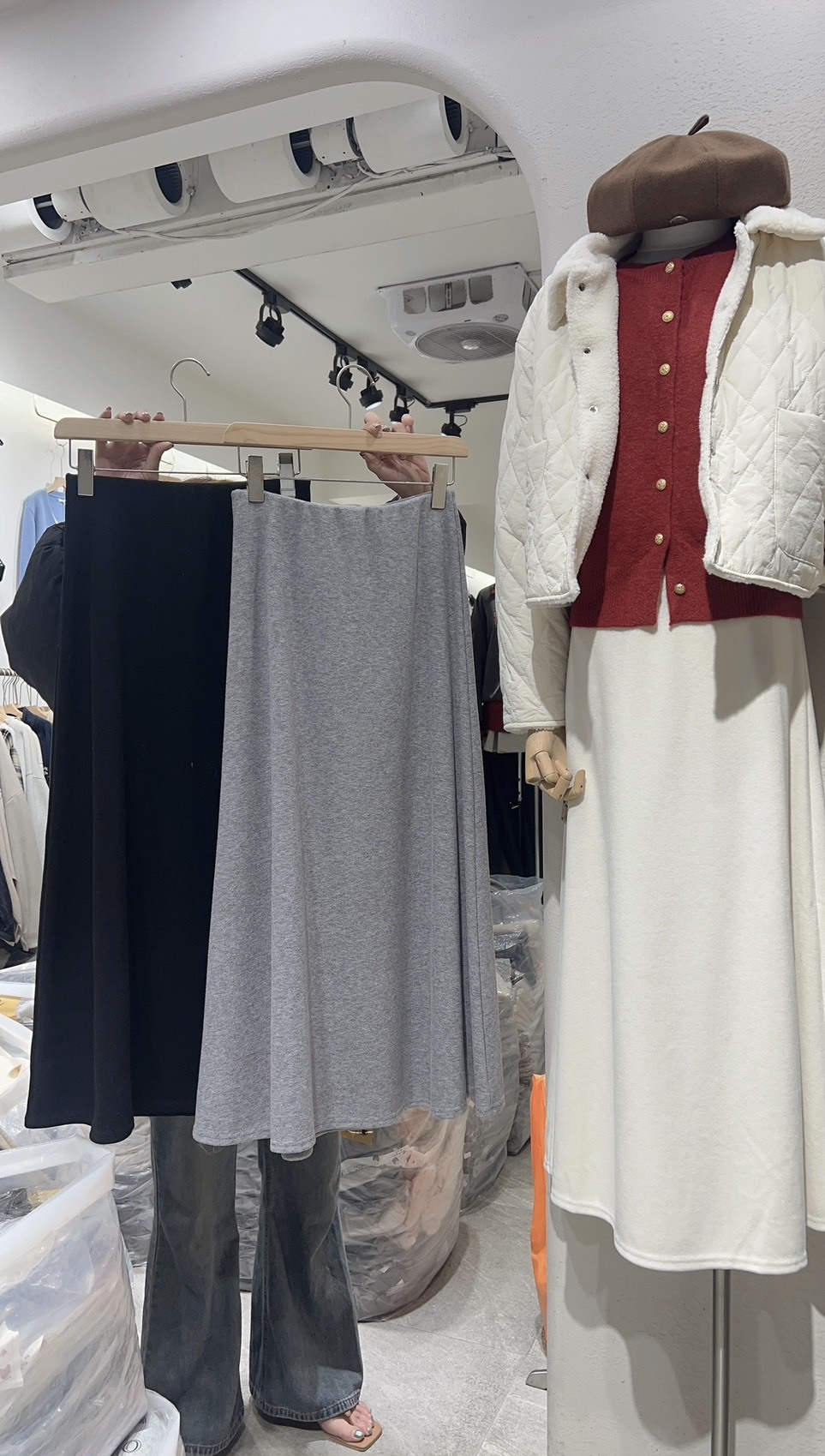 A字毛呢保暖裙 內鬆緊 5colors