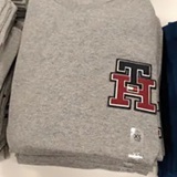 [S] TOMMY HILFIGER GREY HEATHER TEXTURED MONOGRAM LOGO T-SHIRT, XM05719-021 (STH1479)