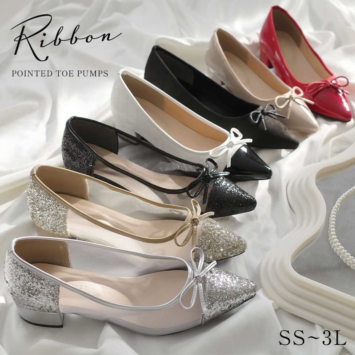 甜美清新 尖頭蝴蝶結粗跟鞋【CX2222】