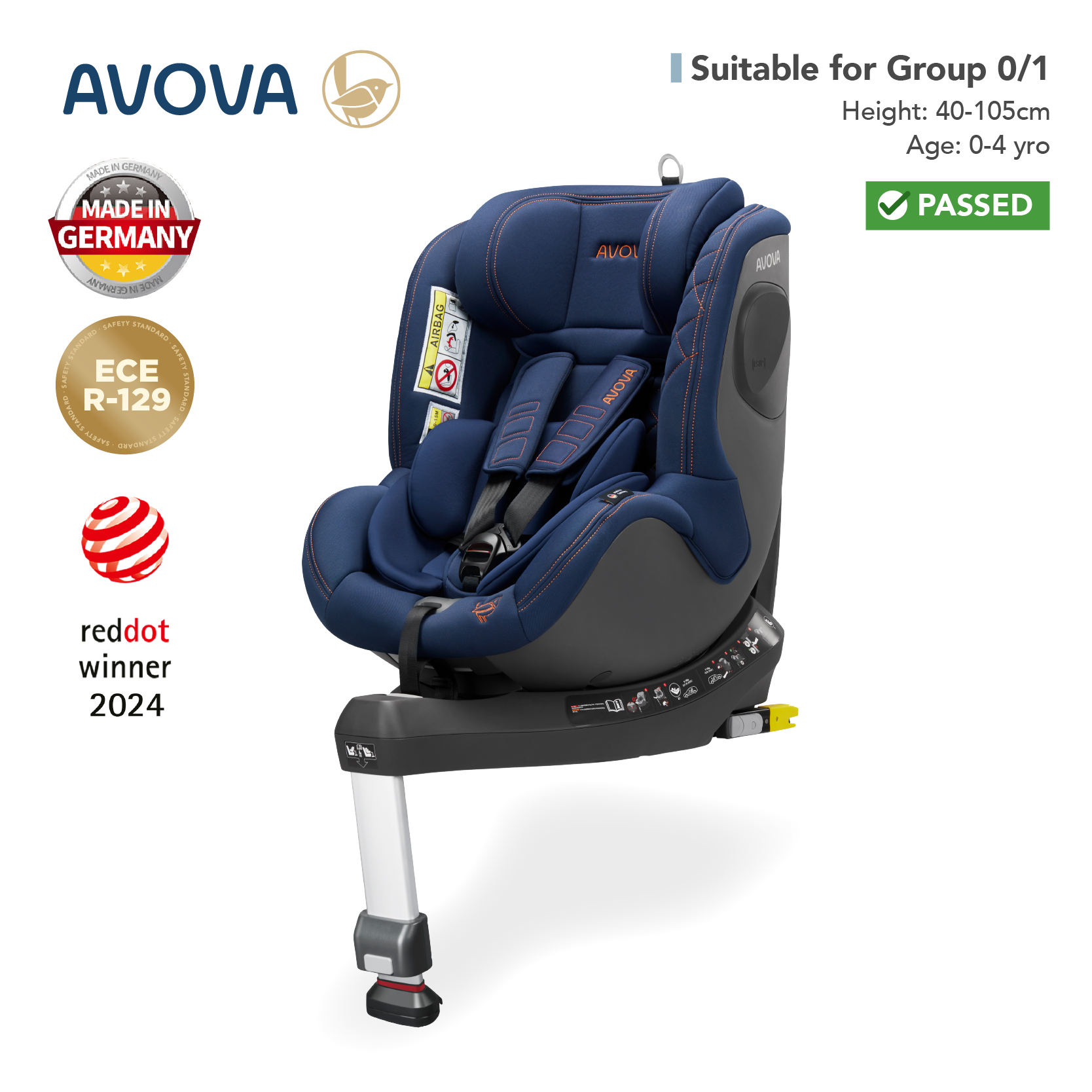 Avova - Sperber-Fix 2 汽車安全座椅 (R129 & CCC 安全標準)(適合約0-4歲/身高40 -105cm)