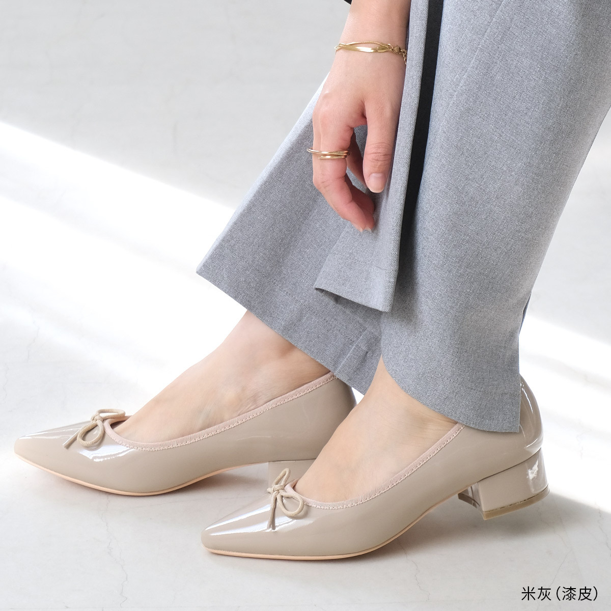 甜美清新 尖頭蝴蝶結粗跟鞋【CX2222】