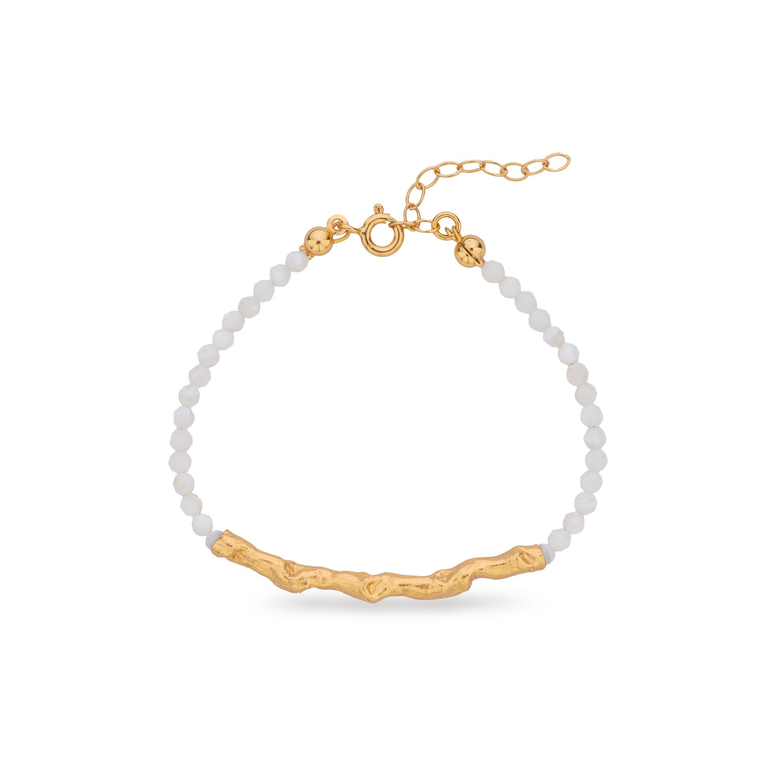 1TA0524-485 THALLO Amelia Bracelet Geometric 24K Gold Vermeil on Sterling Silver Mop #s804b (A-SK-E)