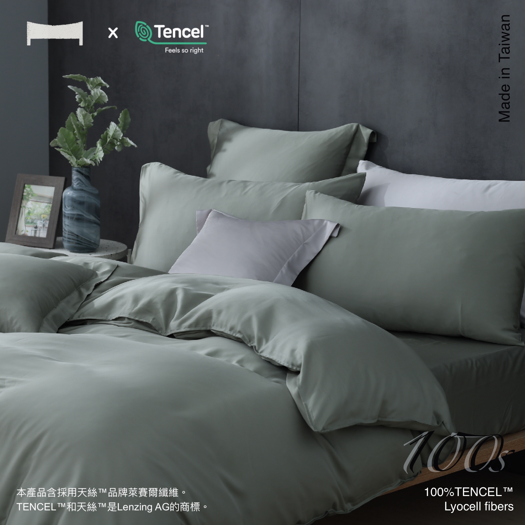 100支天絲TENCEL | 積雪草 四件床包枕套被套組
