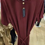 [S] TOMMY HILFIGER BURGUNDY GOLD BUTTON BELTED T-SHIRT DRESS, XW05963-501 (STH1482)