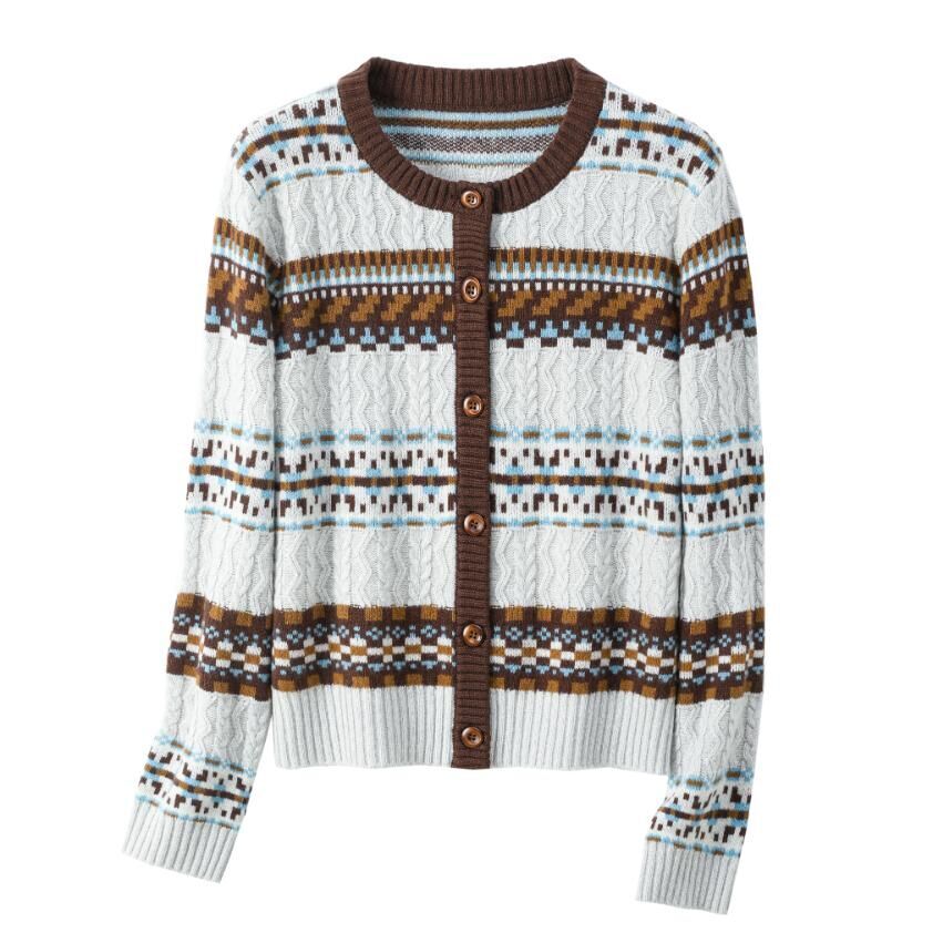 QM3314-覆古費爾島提花外套-深咖啡 (C38)