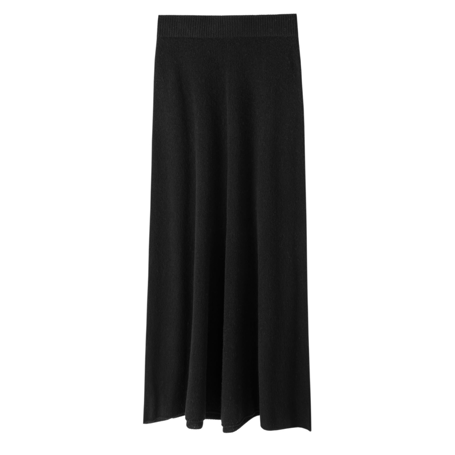 MM011-無縫一體A型羊毛半裙-黑色 (C45)