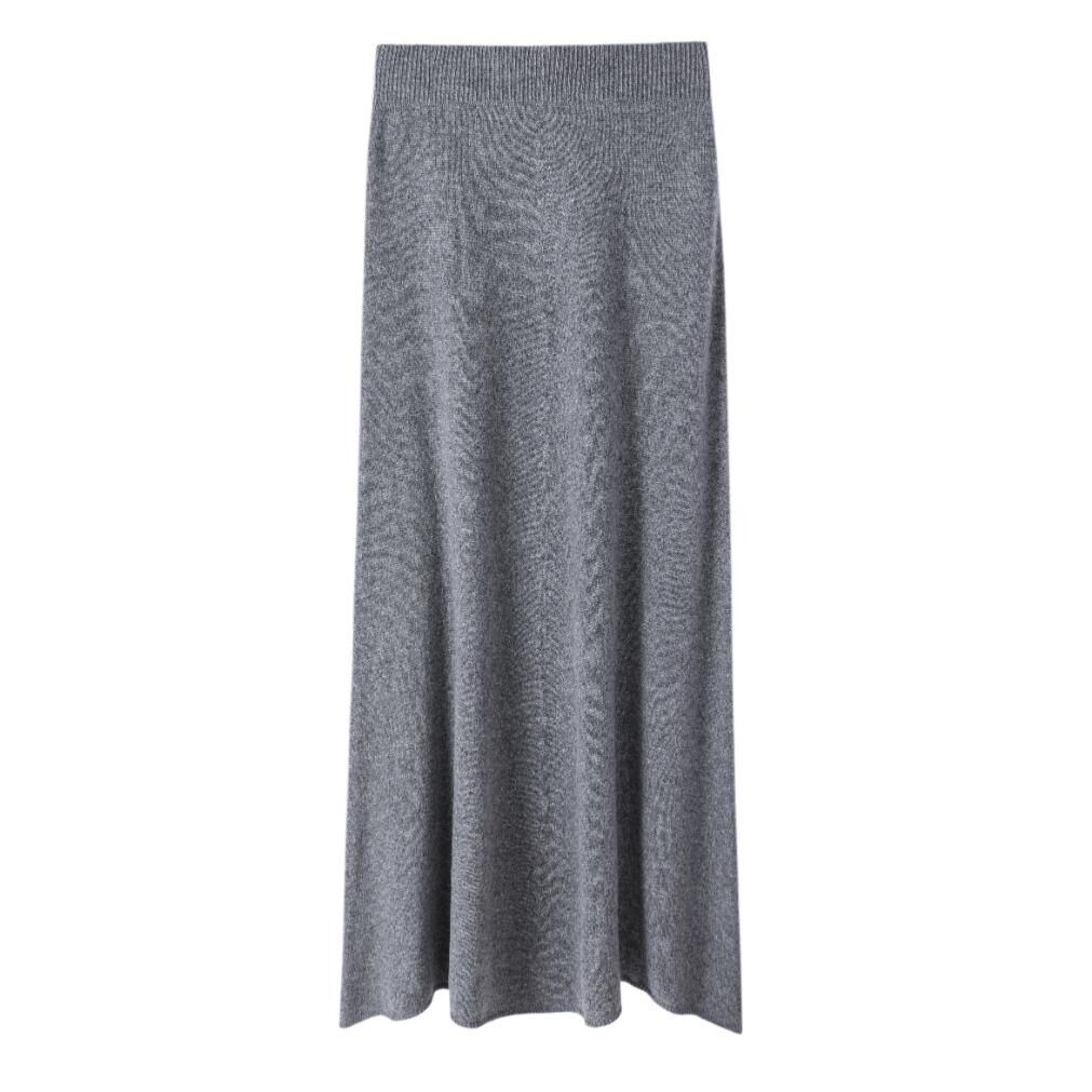 MM011-無縫一體A型羊毛半裙-靜謐灰 (C48)