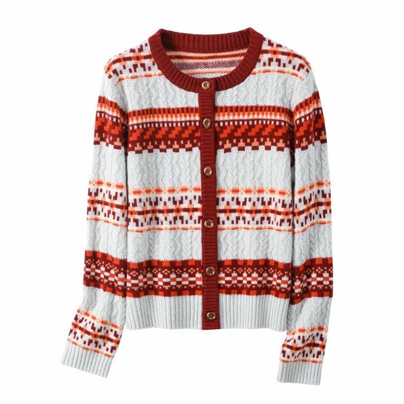 QM3314-覆古費爾島提花外套-深醬紅 (C36)