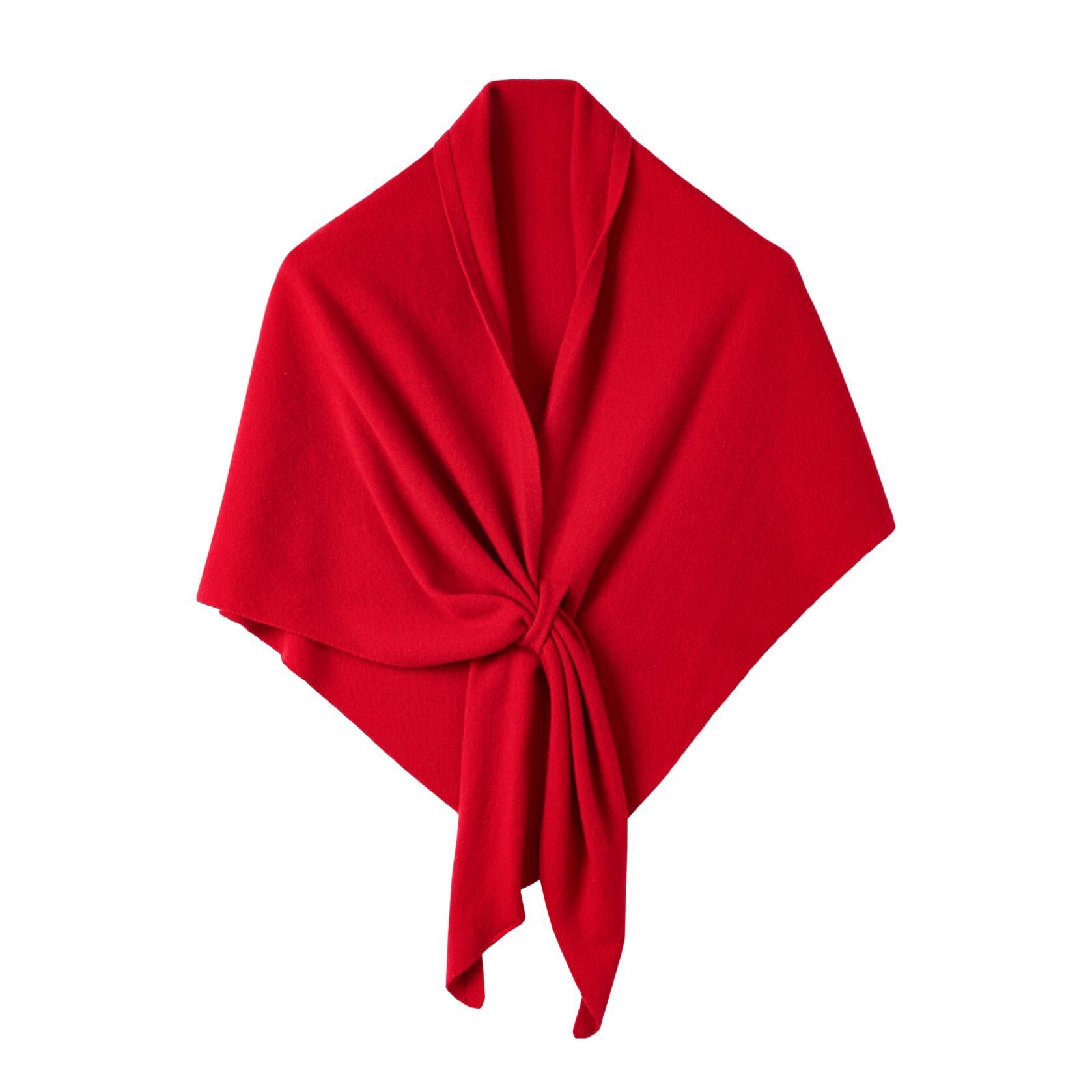 QM195 -100%綿羊毛百搭披肩-深红 (C41)