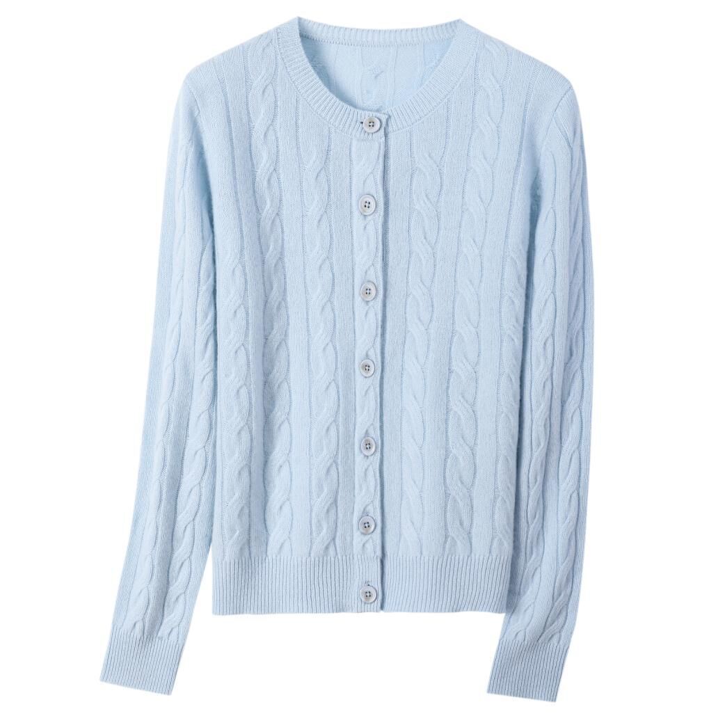 QMS003-經典絞花針織羊毛開衫-奶兰 (C24)