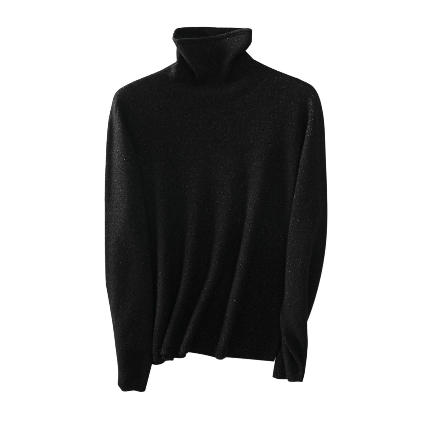 KK9886-自帶柔光黑科技無縫羊毛衫-黑色 (C1)