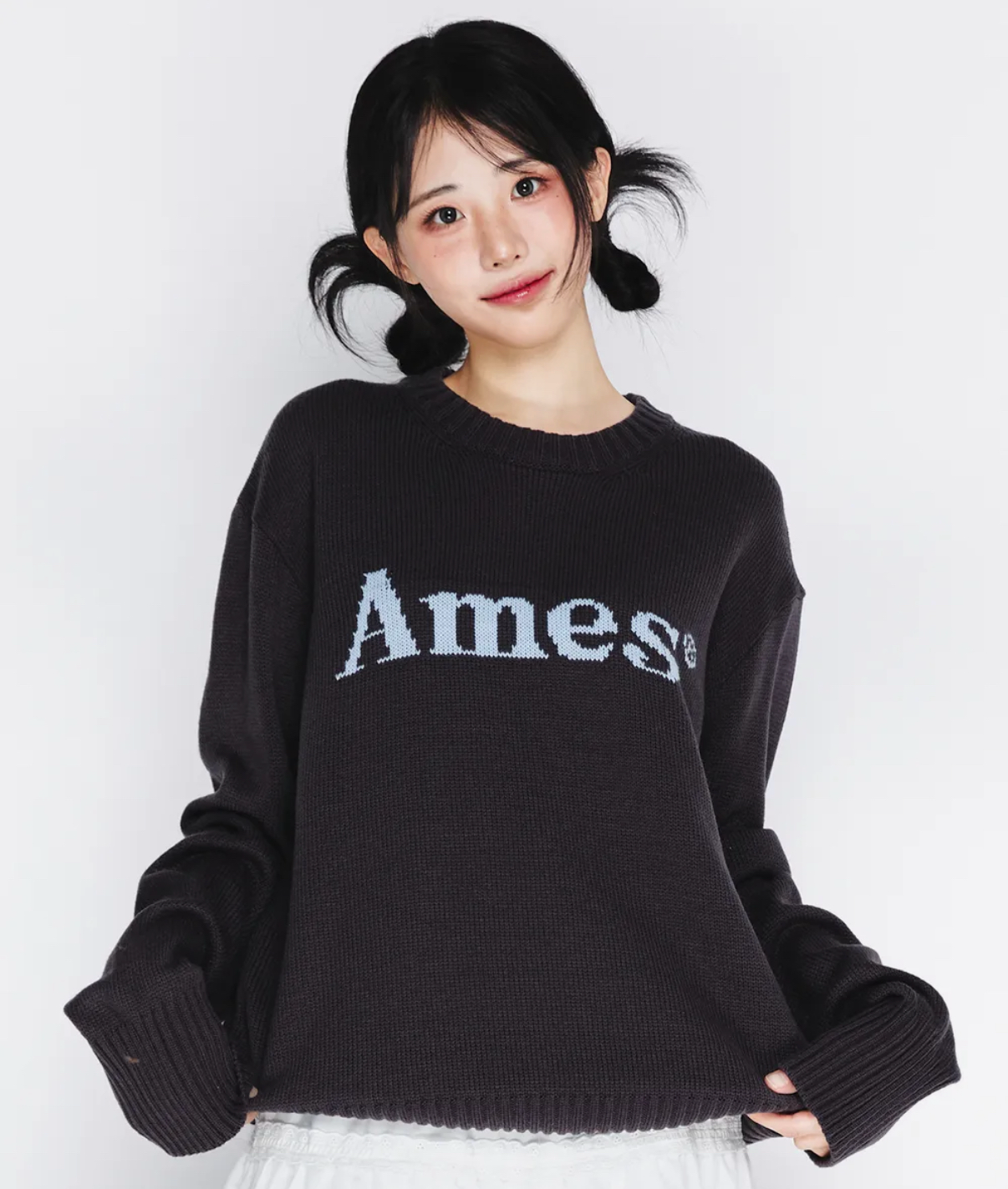 [UNISEX] AMES - BASIC PULLOVER KNIT (CHARCOAL)