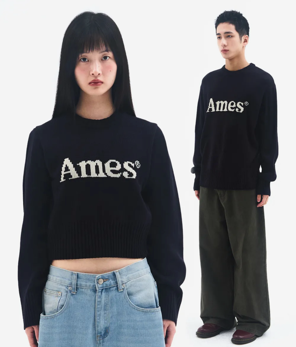 [UNISEX] AMES - BASIC PULLOVER KNIT (NAVY)