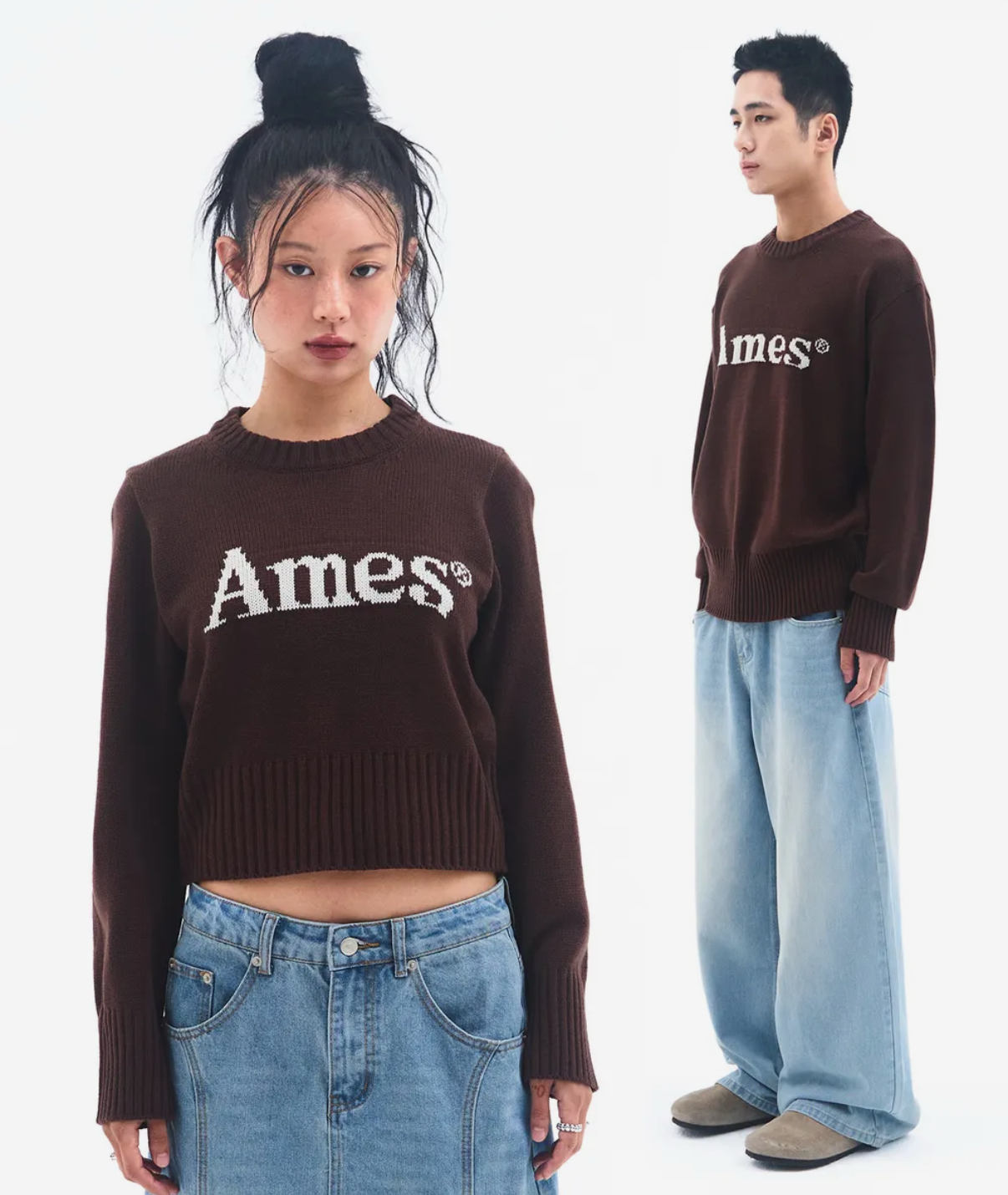 [UNISEX] AMES - BASIC PULLOVER KNIT (BROWN)