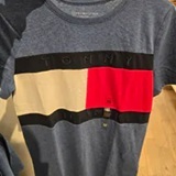 [S] TOMMY HILFIGER BLUE HEATHER BOLD FLAG LOGO CREWNECK T-SHIRT, 76J5268-400 (STH1488)