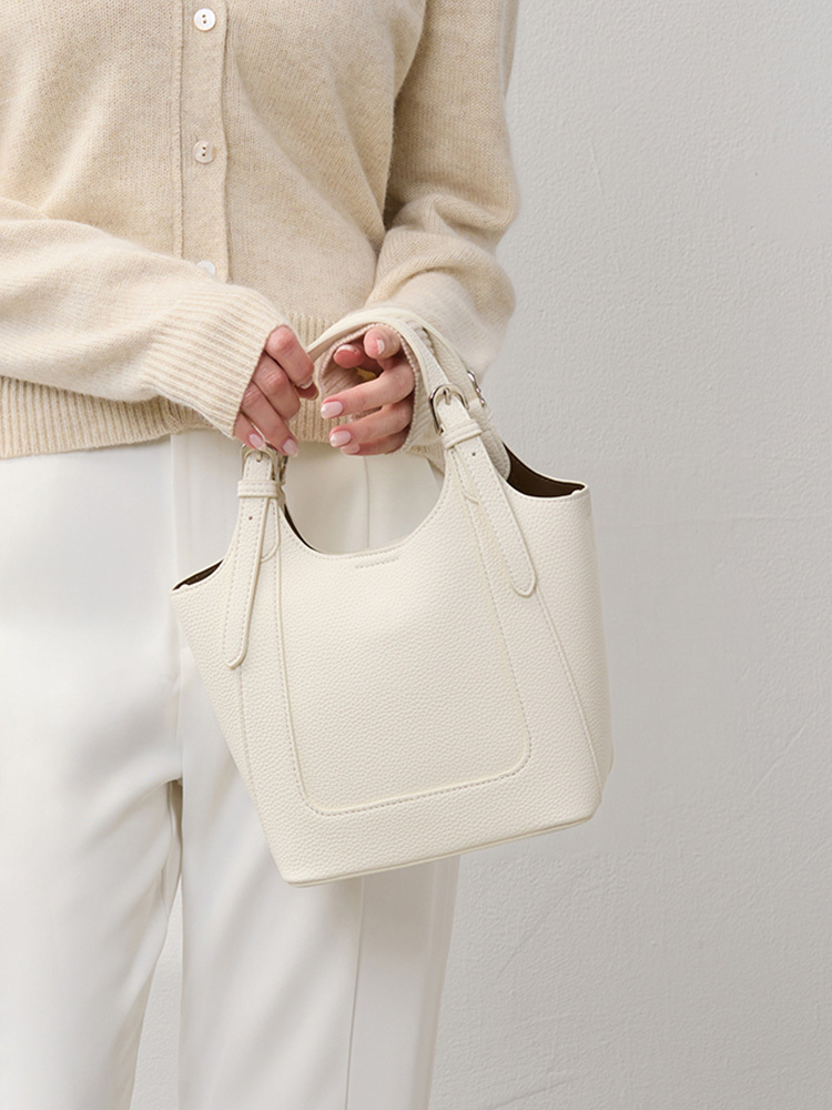 小水桶真皮手提包(附磁吸內膽包）