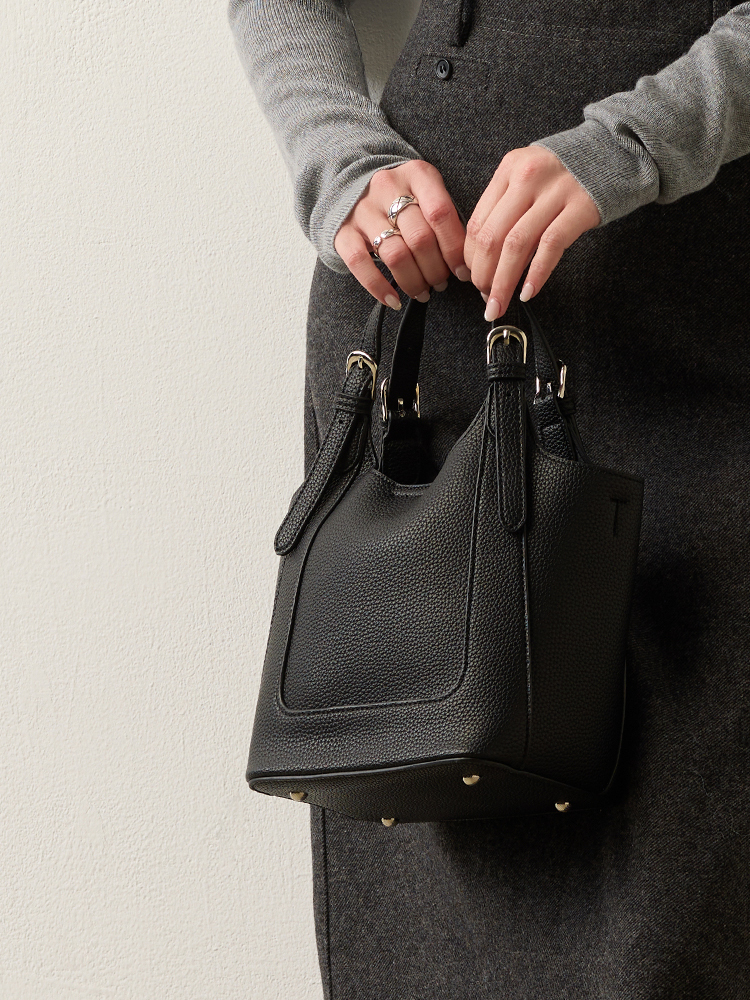 小水桶真皮手提包(附磁吸內膽包）