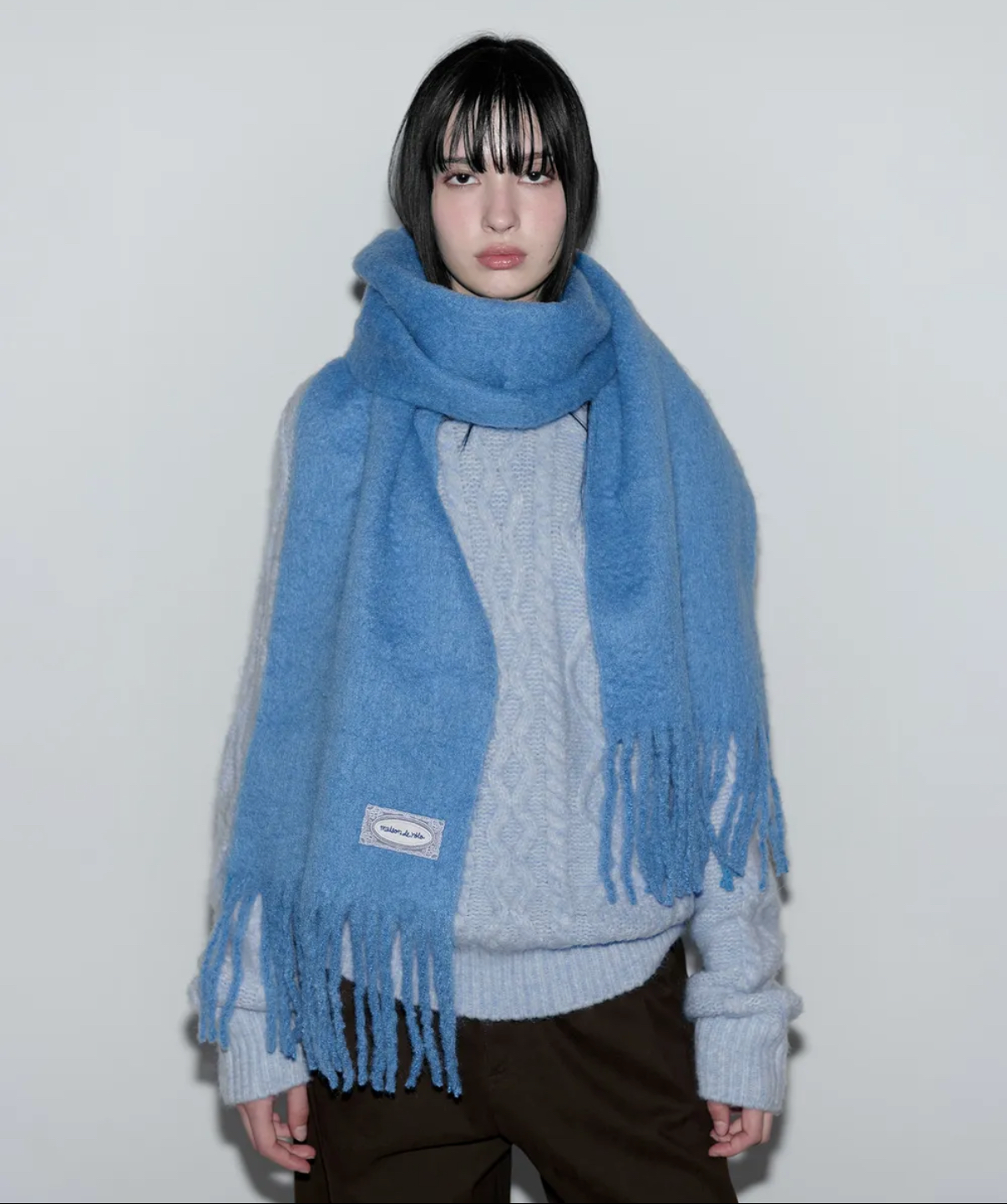 rolarola - lace label hairy muffler (blue)