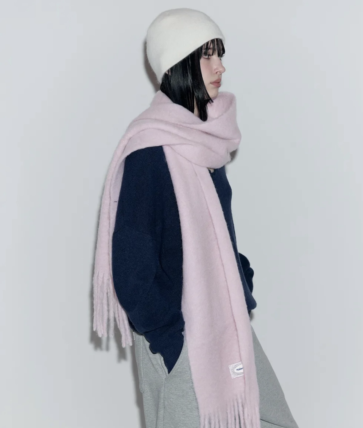 rolarola - lace label hairy muffler (pink)