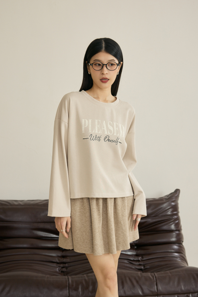 舒適棉字母長袖上衣