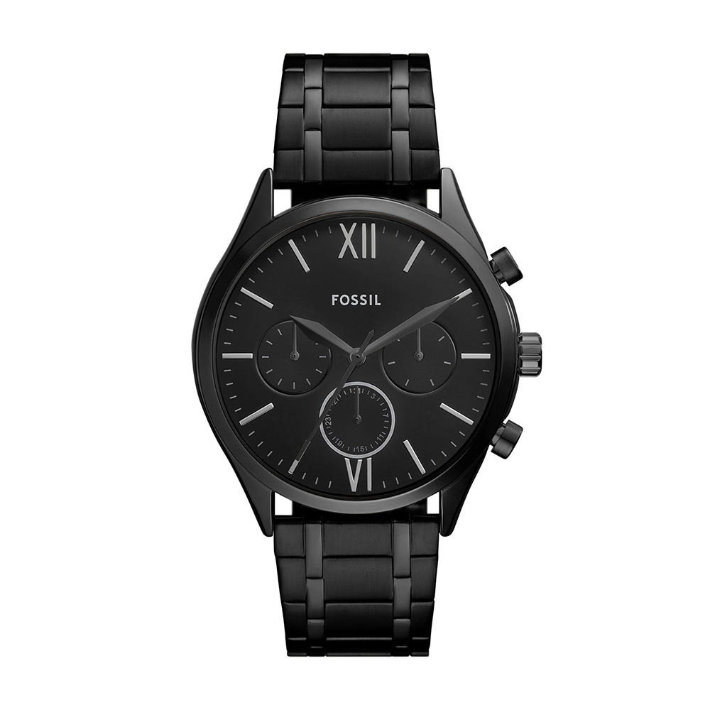 Fenmore 三眼系列簡約美型手錶 黑色不鏽鋼錶帶 44 MM BQM2365