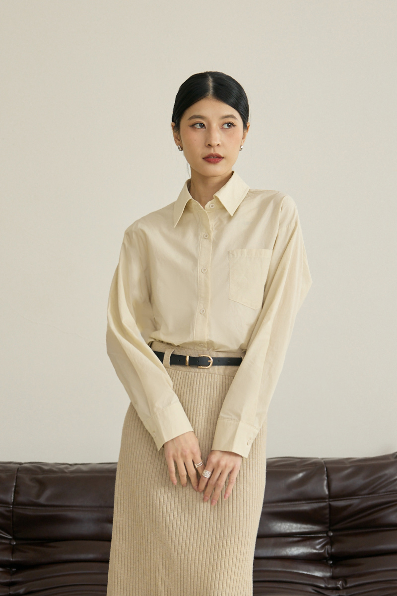 寬鬆口袋長版襯衫