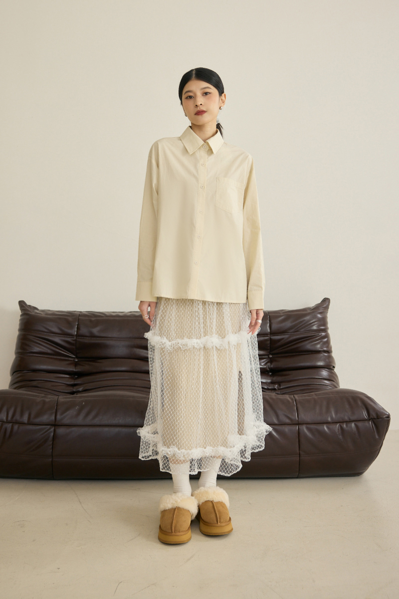 寬鬆口袋長版襯衫