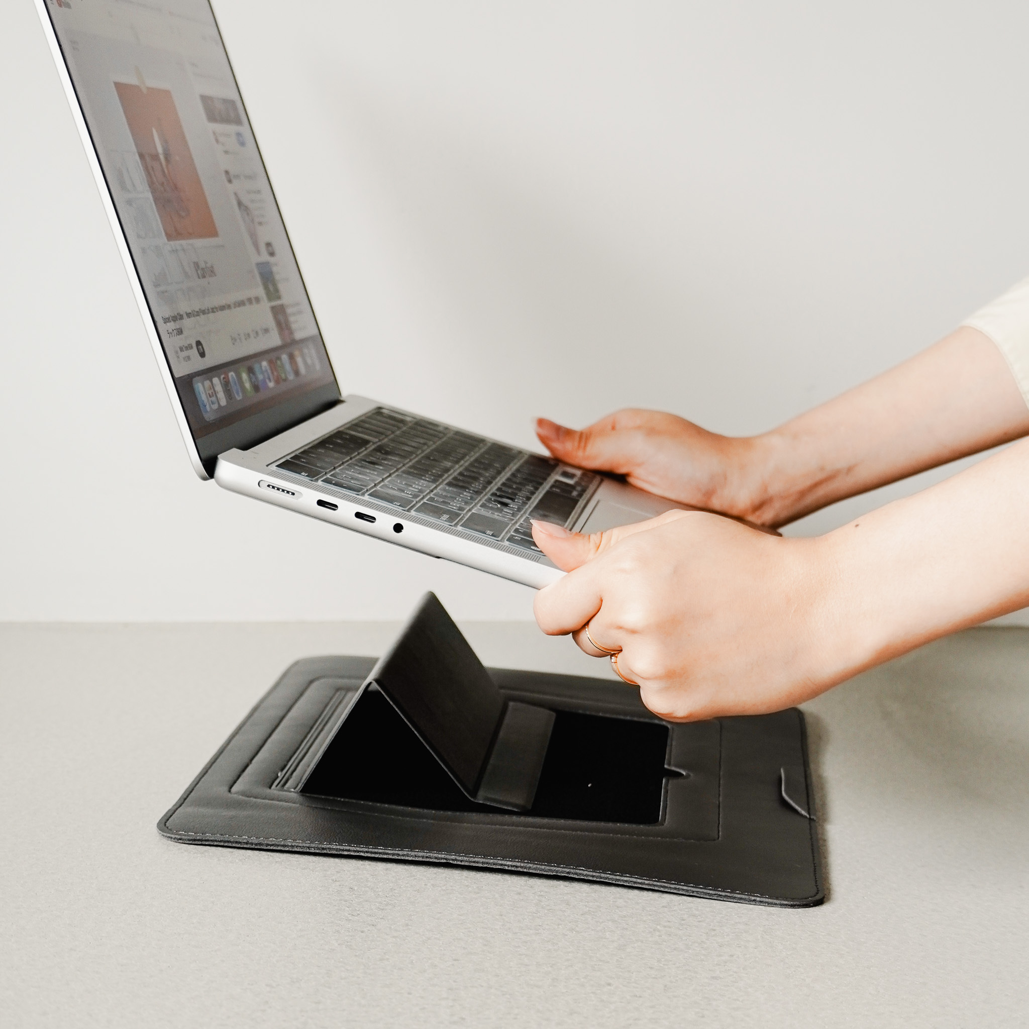 多功能皮革支架筆電包 13.3/14寸 三色售