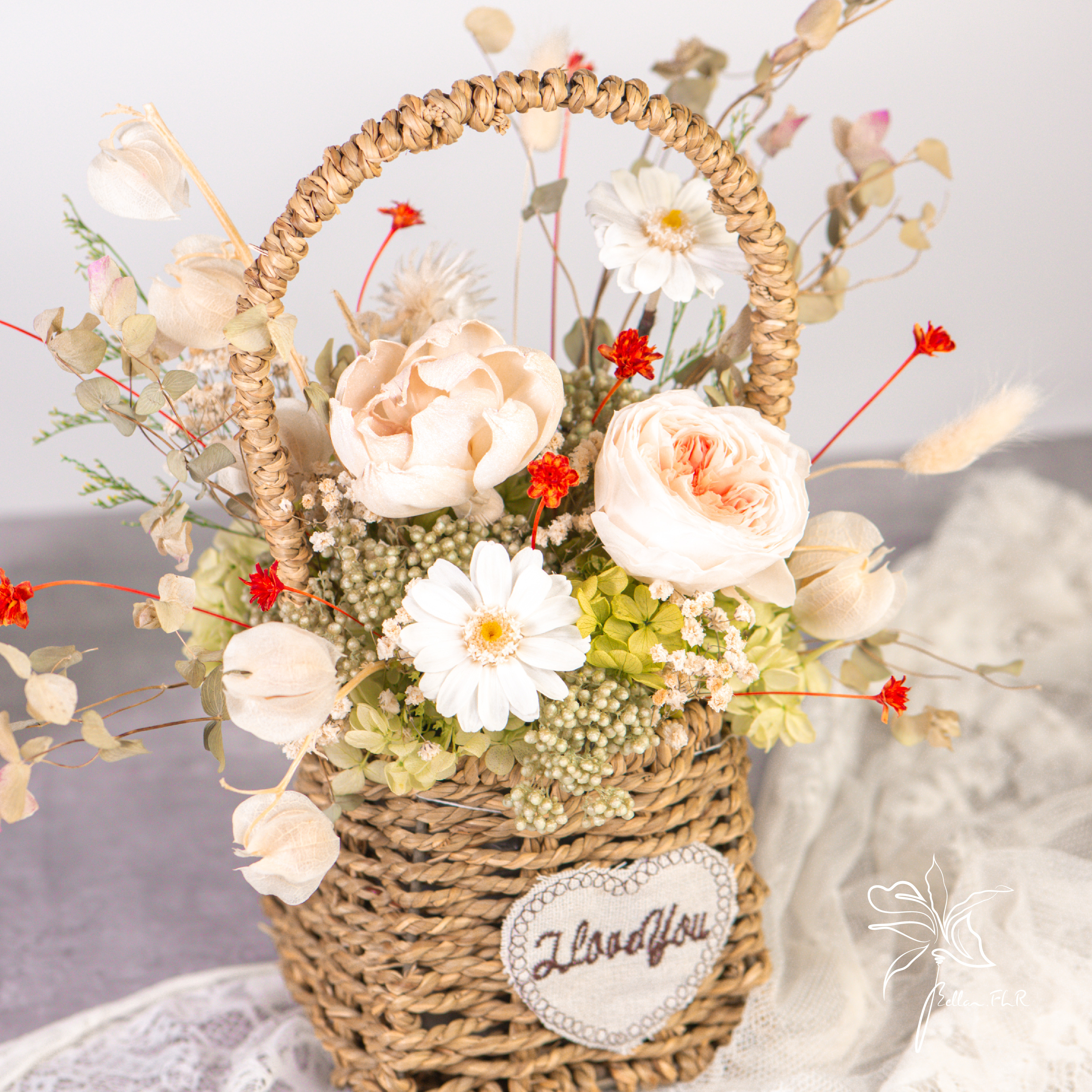 【暖陽下的誓約】永生乾燥花提籃