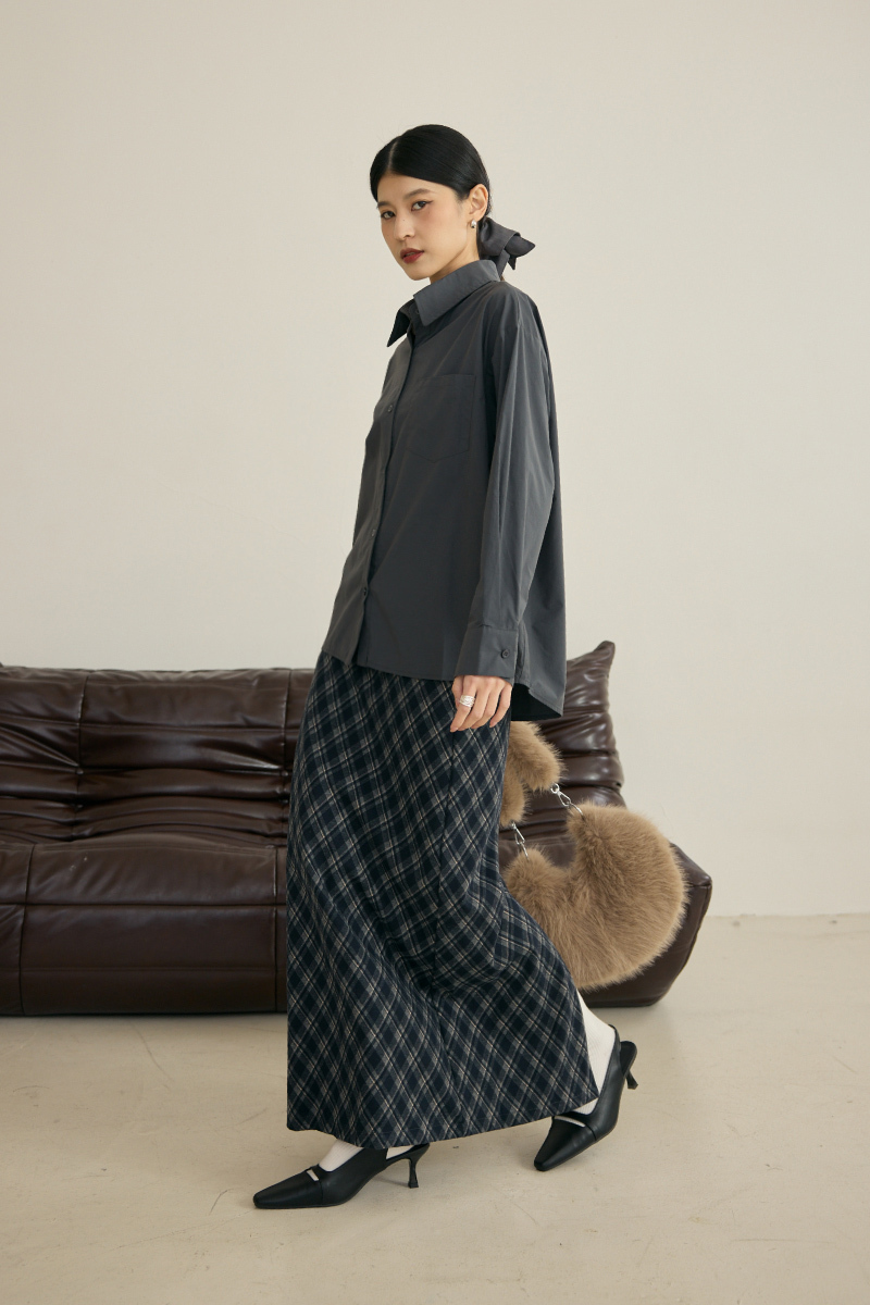 寬鬆口袋長版襯衫