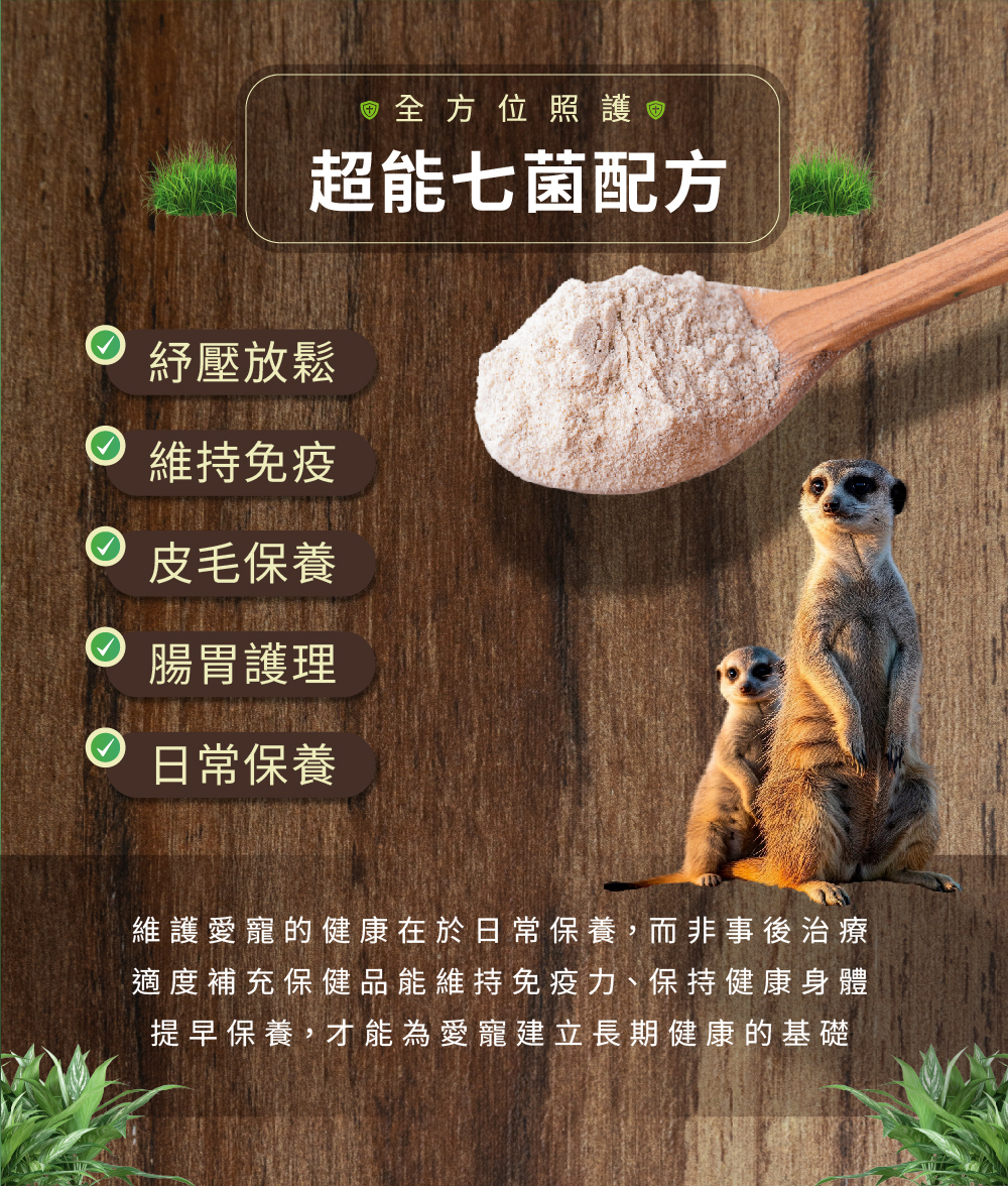 威旺WeWant 狐獴用益生菌+益生元-超能7菌30g，可幫助狐獴紓壓放鬆、皮膚保養、腸胃健康