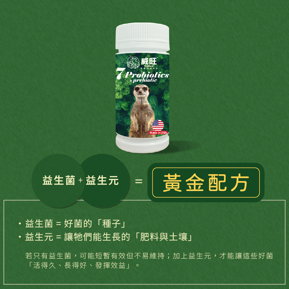 威旺WeWant 狐獴用益生菌+益生元-超能7菌30g，添加益生菌及益生元，保養功效加倍