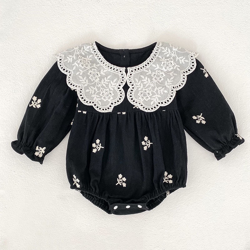 蕾絲翻領小花包屁衣