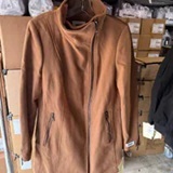 [S] DKNY DARK CARAMEL WOOL COAT WITH ZIPPER DETAIL, DLSMW121-DKC (SD1619)
