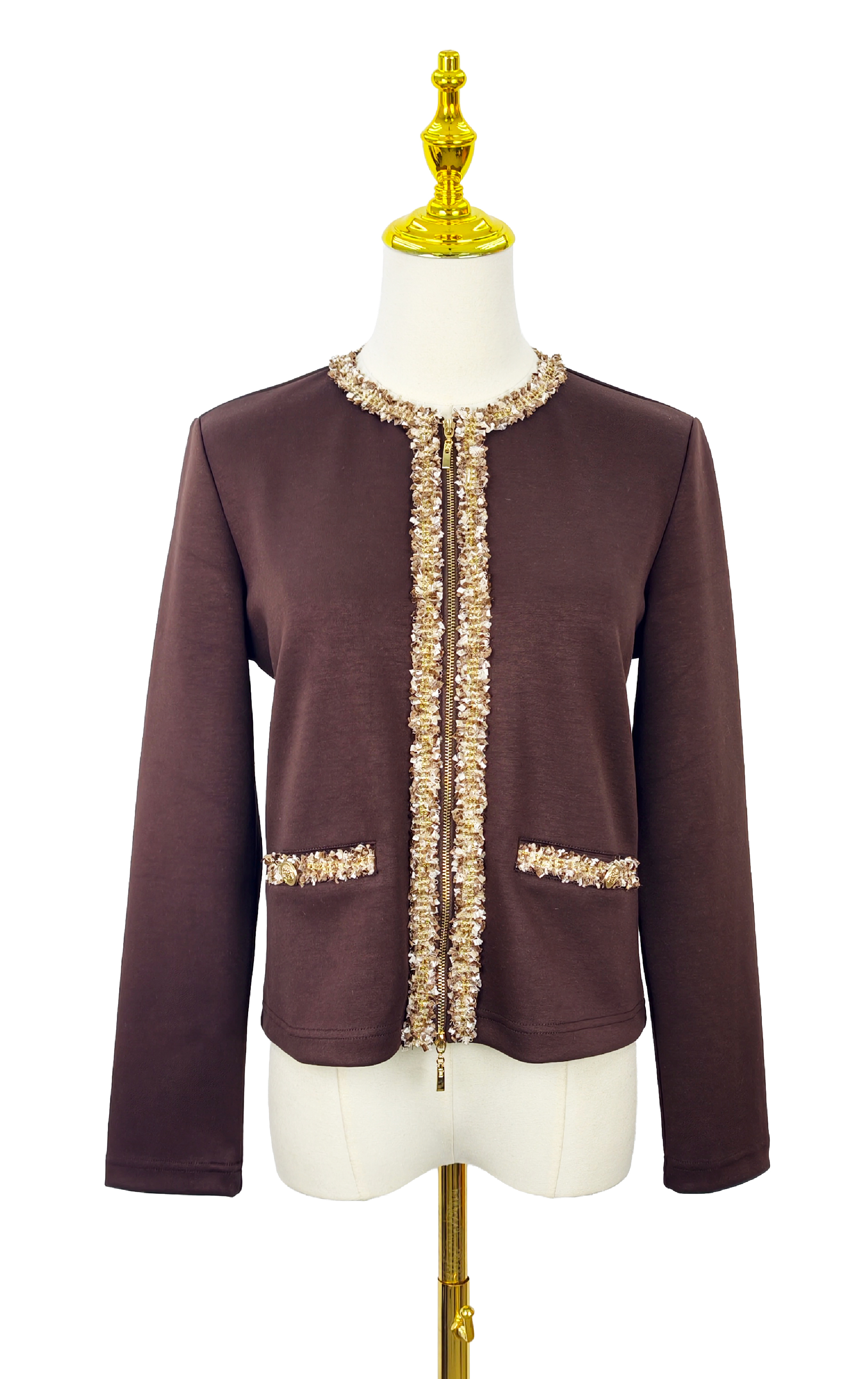 鑲邊拉鏈外套 CD0627