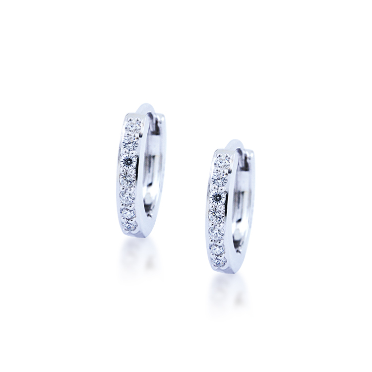 925純銀「Hoop Earrings」圈型晶鑽耳環-SDE0092