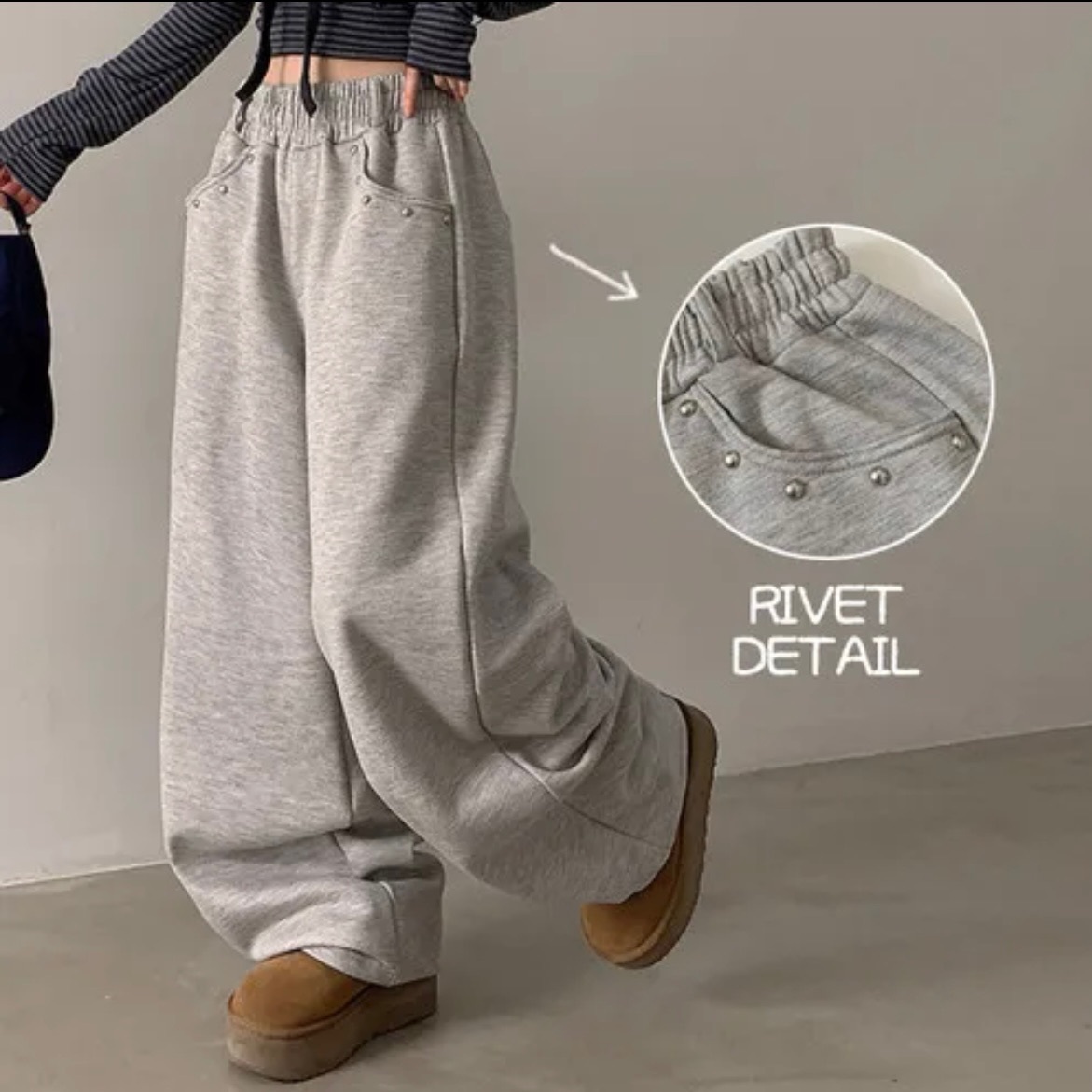 【優惠預訂】韓國窩釘絨毛底棉質運動褲（4色）