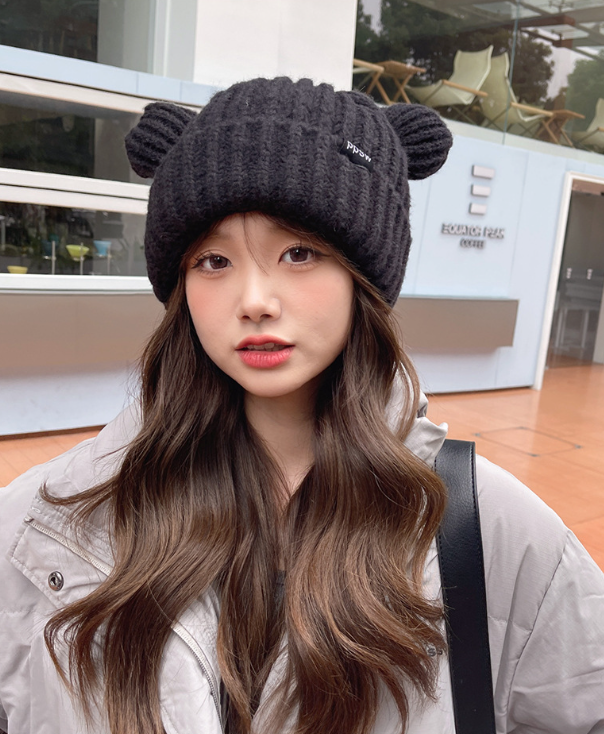 針織立體耳朵毛帽 Bear Ear Knitted Cap【HTMR43】