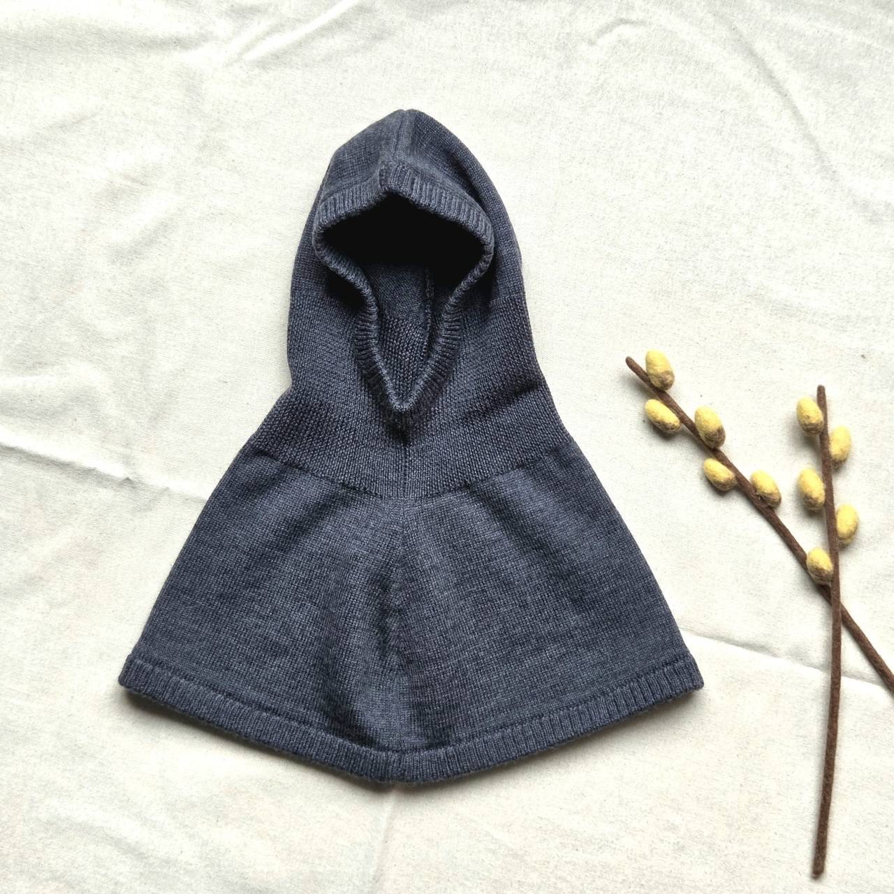 mes kids des fleurs 羊毛保暖披肩帽 balaclava-black