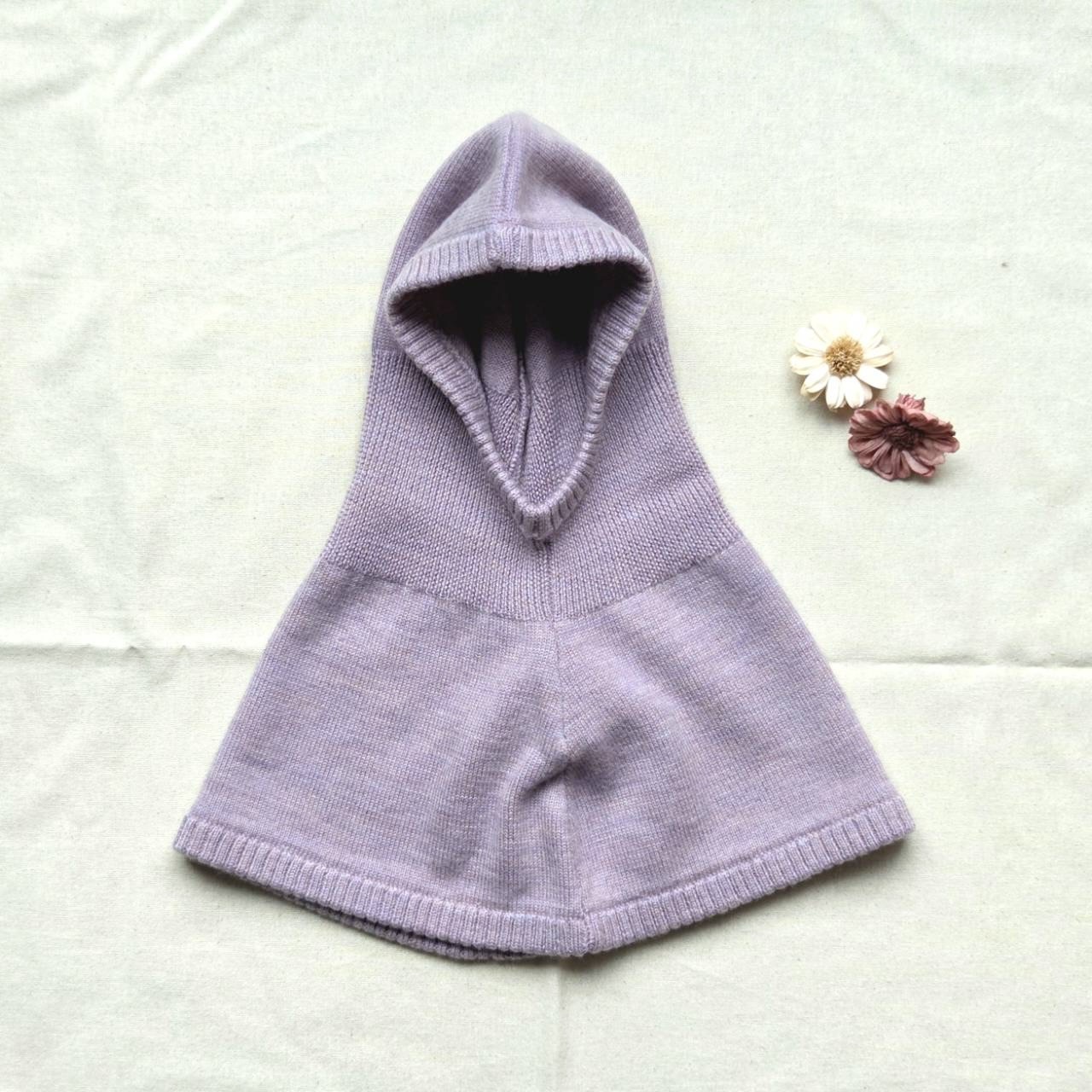 mes kids des fleurs 羊毛保暖披肩帽 balaclava-lavender