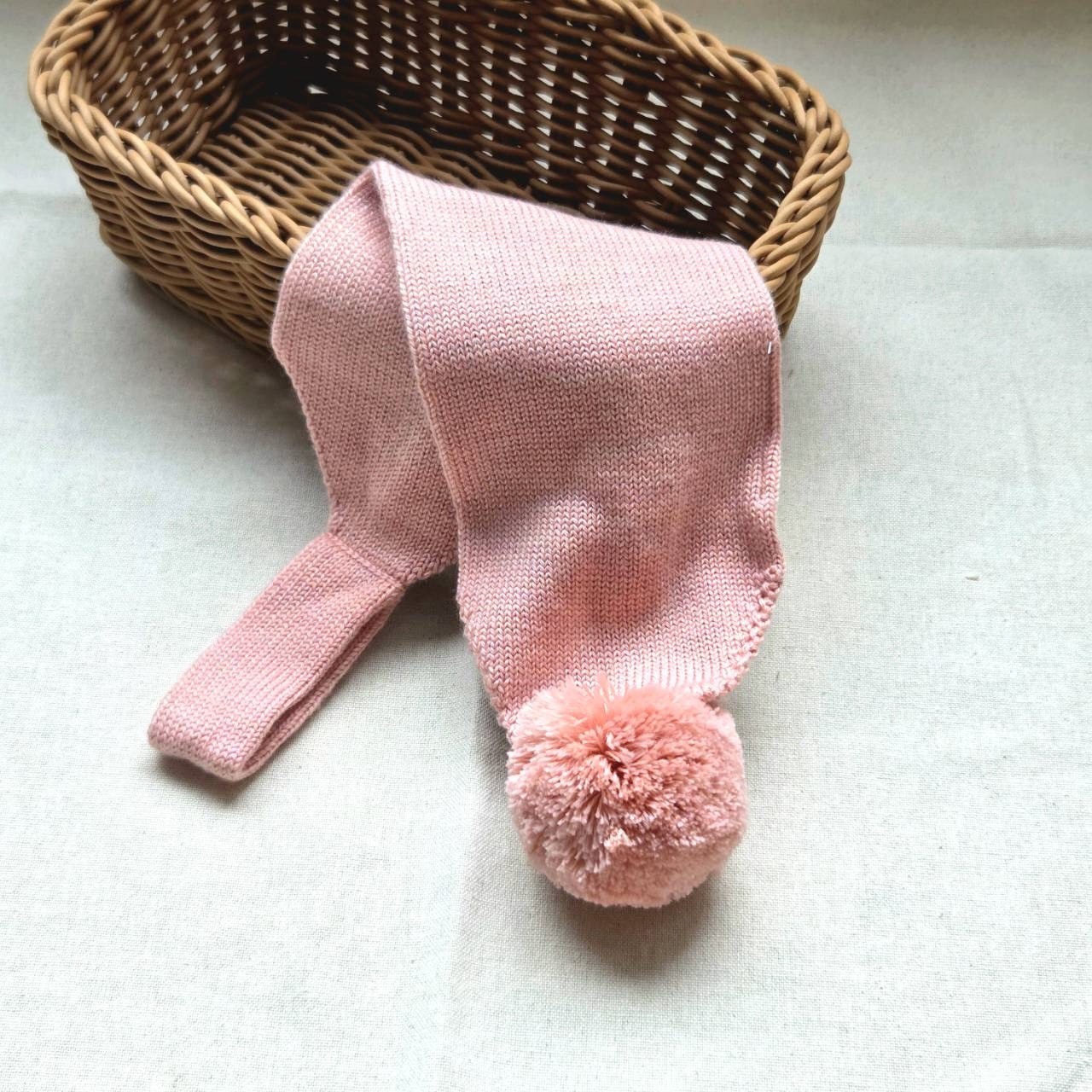 mes kids des fleurs 毛球羊毛圍巾 Knitted scarf-pink