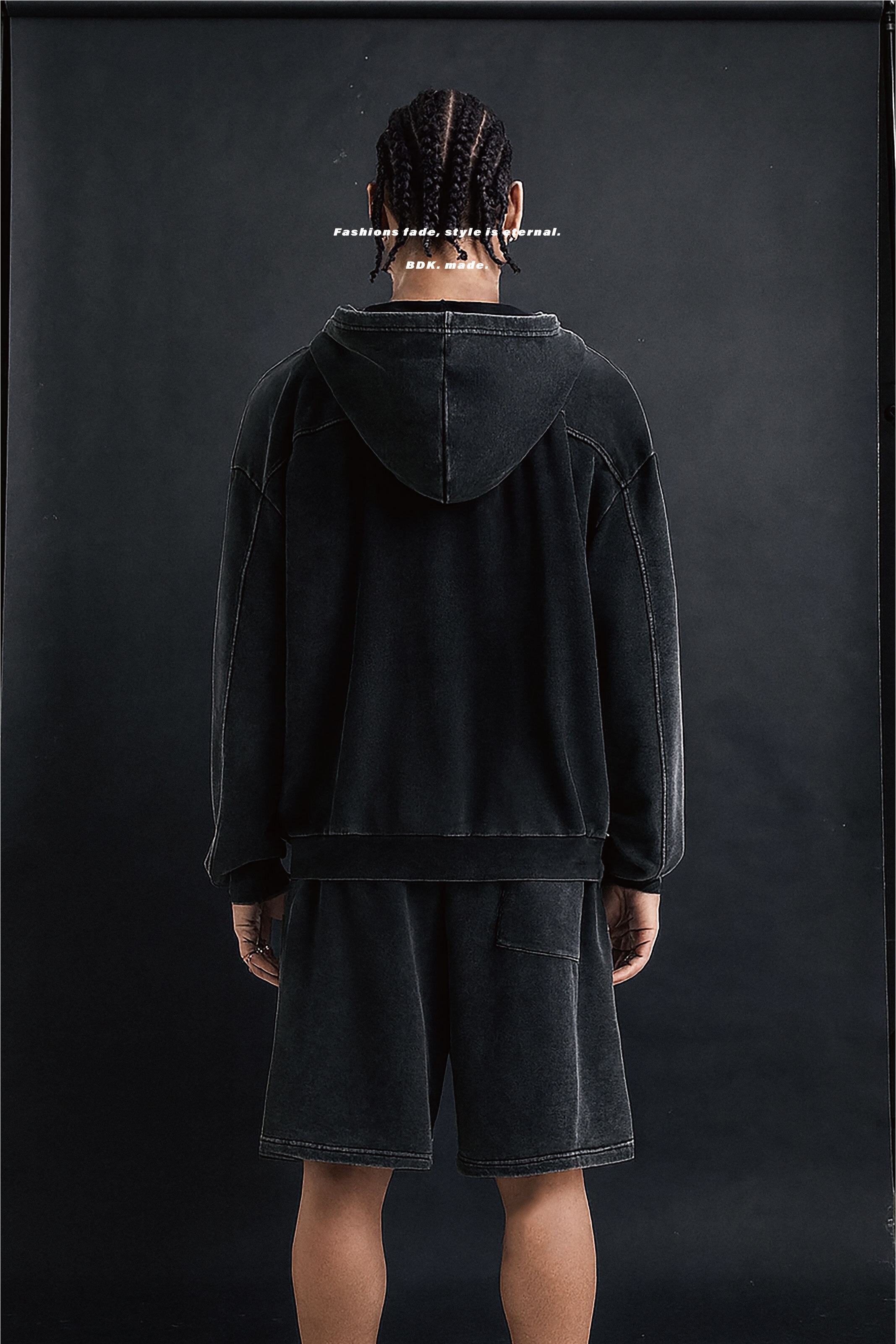 BDK.製造 - 水洗小刺繡帽外套(贈送同系列短褲) - 帽外套〈BDK2525〉