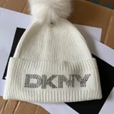 [S] DKNY IVORY D5KH1637 DKNY LOGO RHINESTONE BEANIE, 732465227509 (SD1623)
