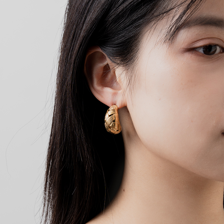 miramira扣圈｜圓形單圈雕紋耳環D2174-金47569