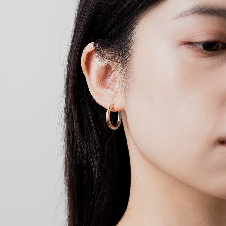 miramira扣圈｜圓型晝夜交織耳環D6074-雙色59313