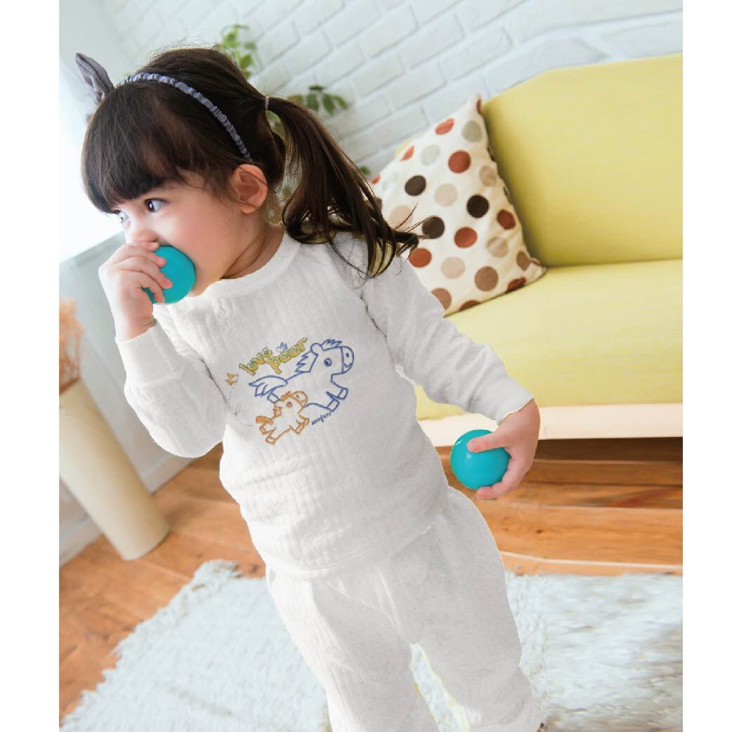 小三福 三福 兒童暖棉長袖 白印