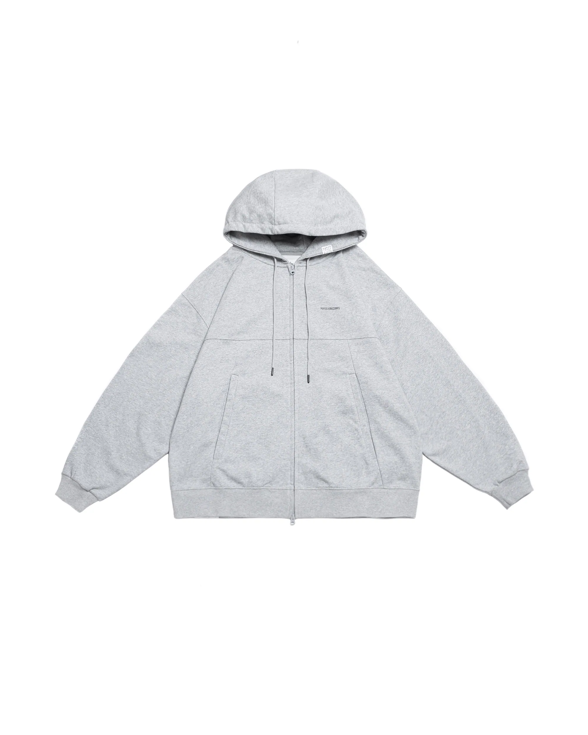 PERSEVERE HEAVYWEIGHT COTTON HOODIE JACKET - HEATHER GREY
